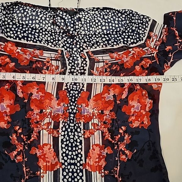 GUESS | floral sheer blouse small - Picture 3 of 7